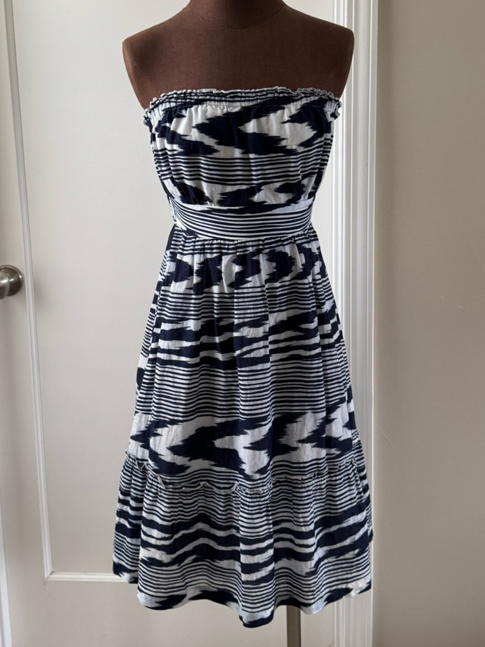 Shoshanna Navy and White Strapless Sundress